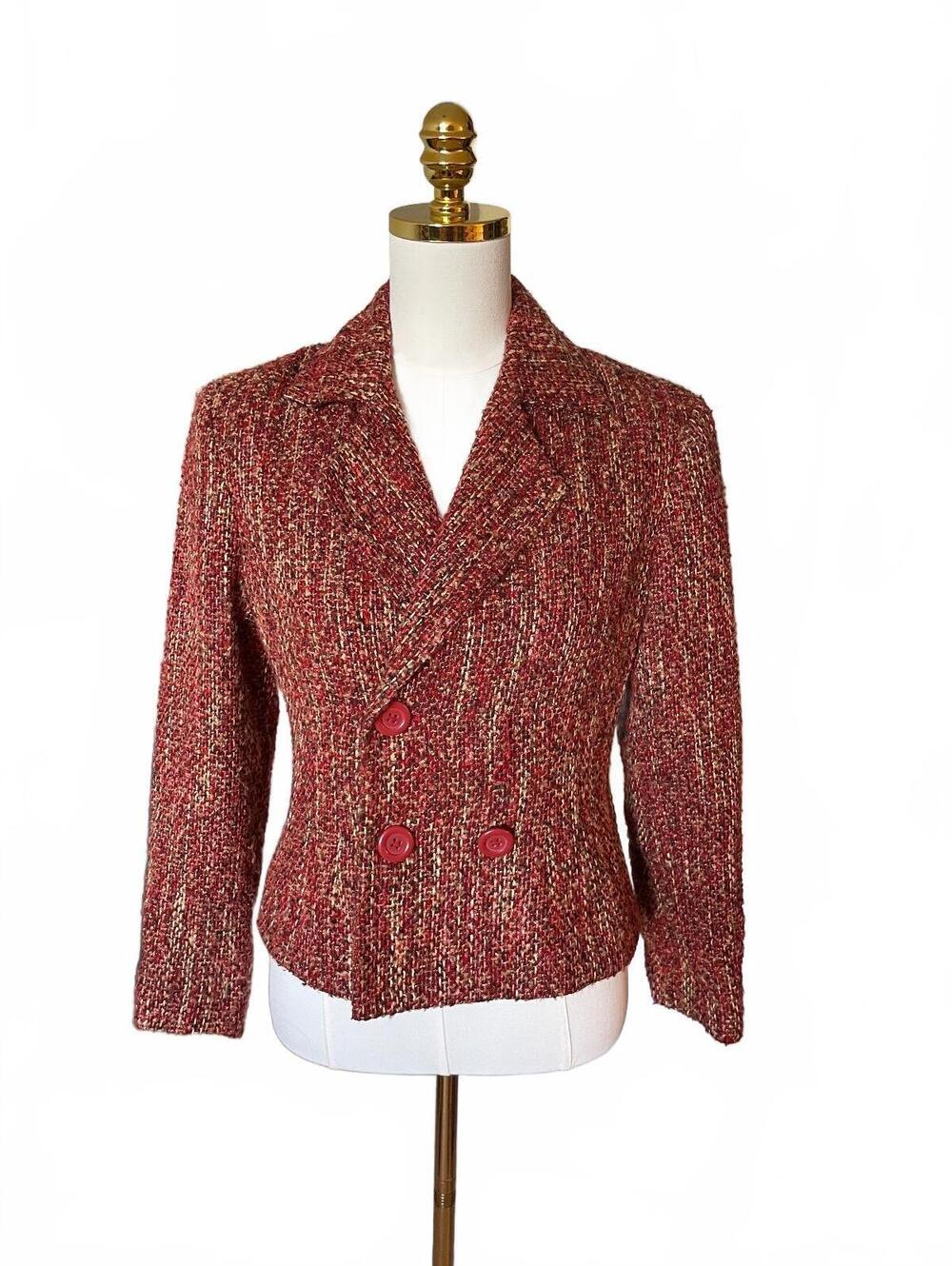 Chadwicks red multicolor tweed blazer